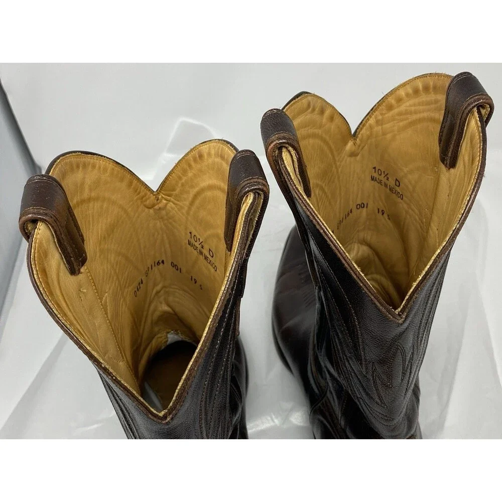 JRC & Sons Creed Goat Leather Western Cowboy Boots Men's 10.5D Brown 10.5 D